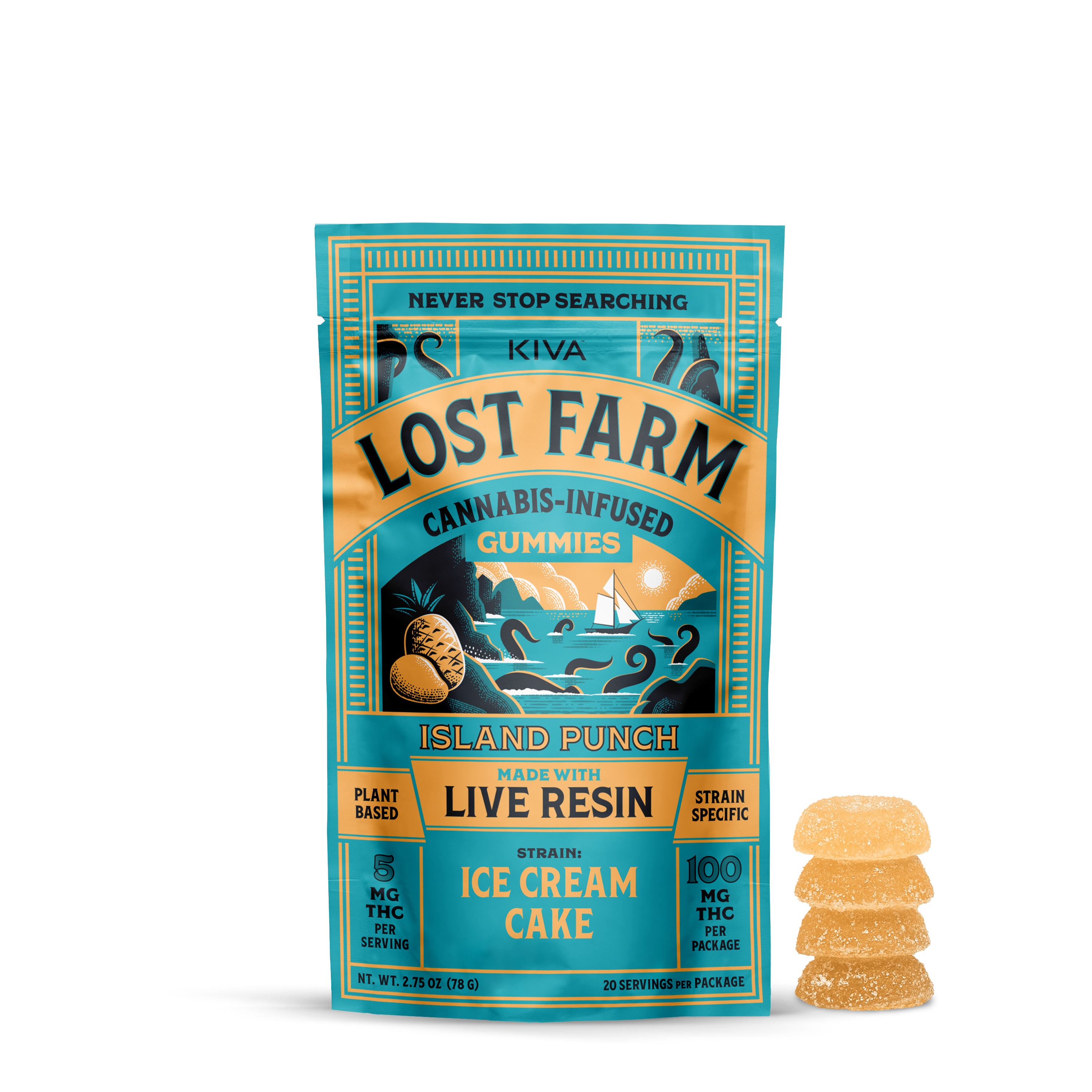 Photograph of product: Lost Farm | Watermelon x Ice Cream Cake Live Resin Gummies | 100mg