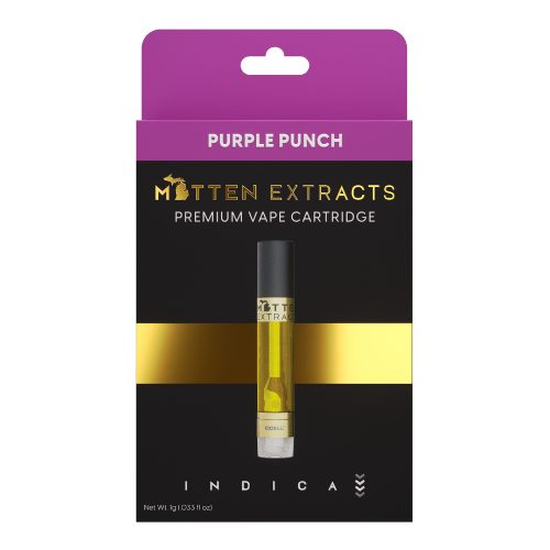 Photograph of product: Mitten Extracts 1g Cart Purple Punch