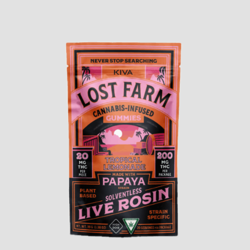Photograph of product: Lost Farm 200mg Live Rosin Gummies - Tropical Lemonade