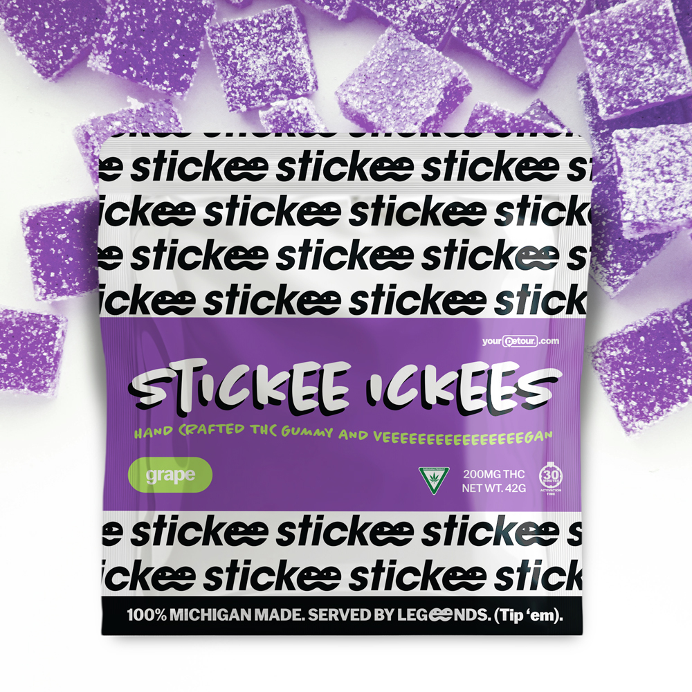 Photograph of product: STICKEE ICKEES | Grape | Hand Crafted Vegan Gummies | 5 x 40mg