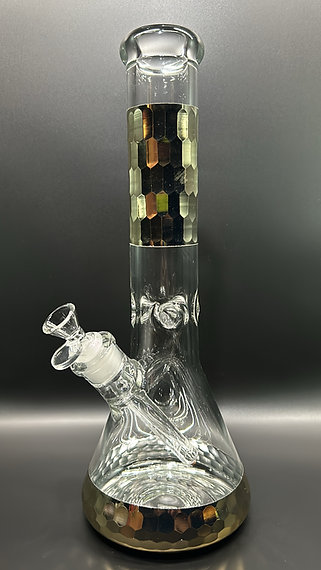 Photograph of product: Diamond Etched Beaker Bong I Gold I Highly Elevated