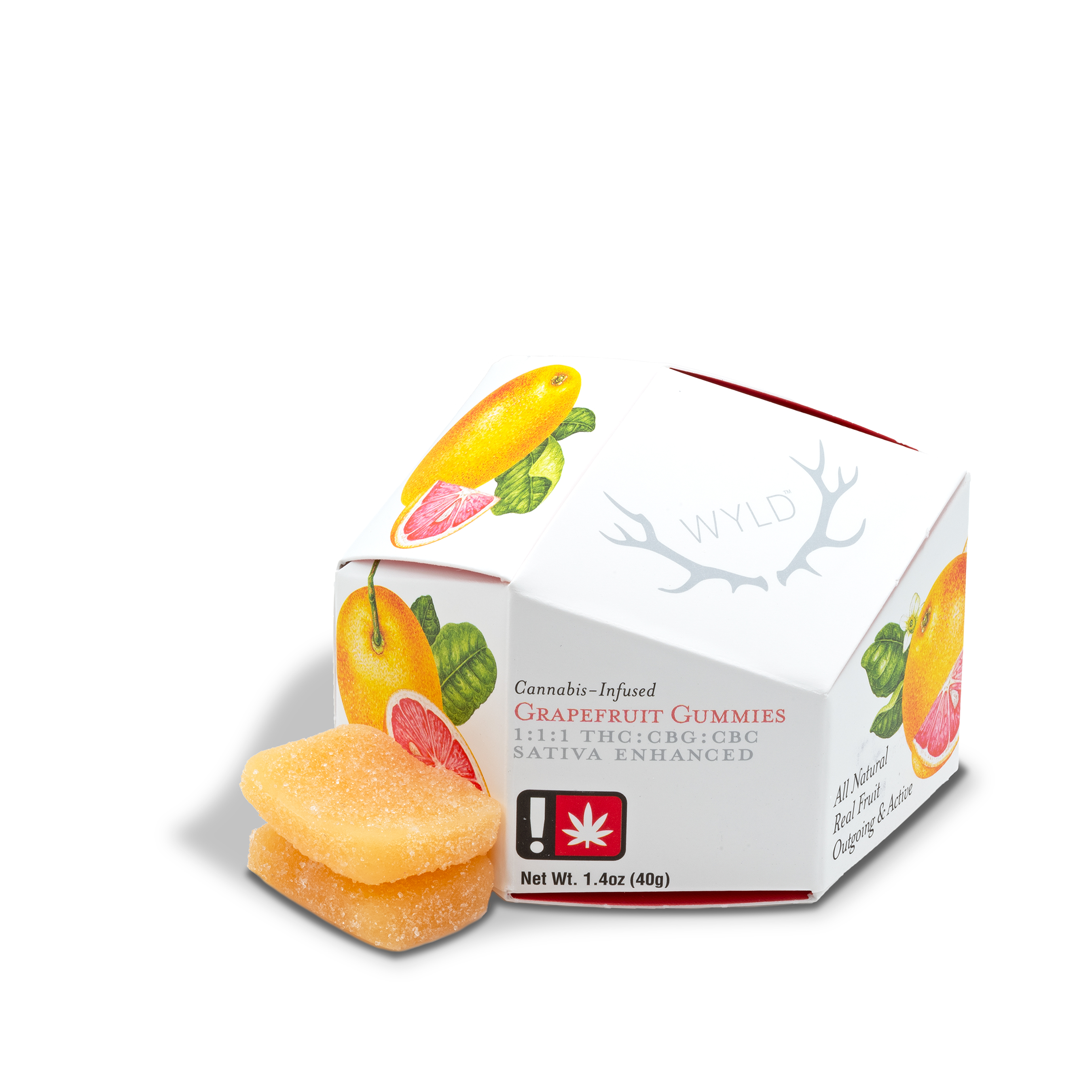 Photograph of product: Wyld - Grapefruit 1:1:1 100mgTH-oui/CBG/CBC Gummies - 1.4oz