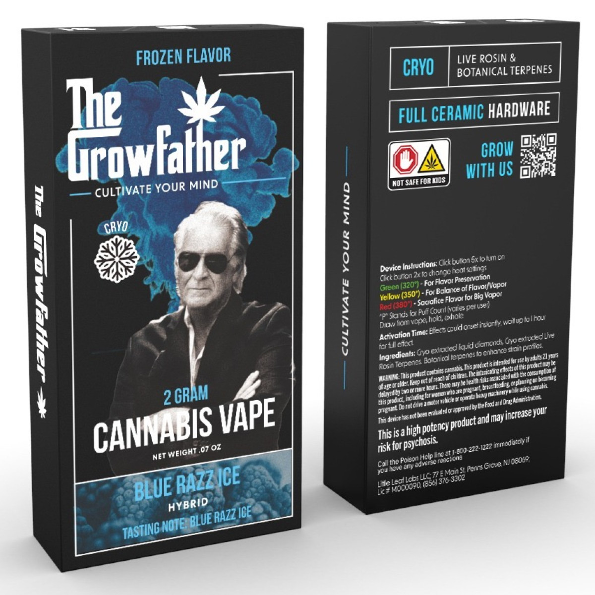 Photograph of product: The Growfather Vape Disposable 2g- Frozen Blue Razz (Liquid Diamond)
