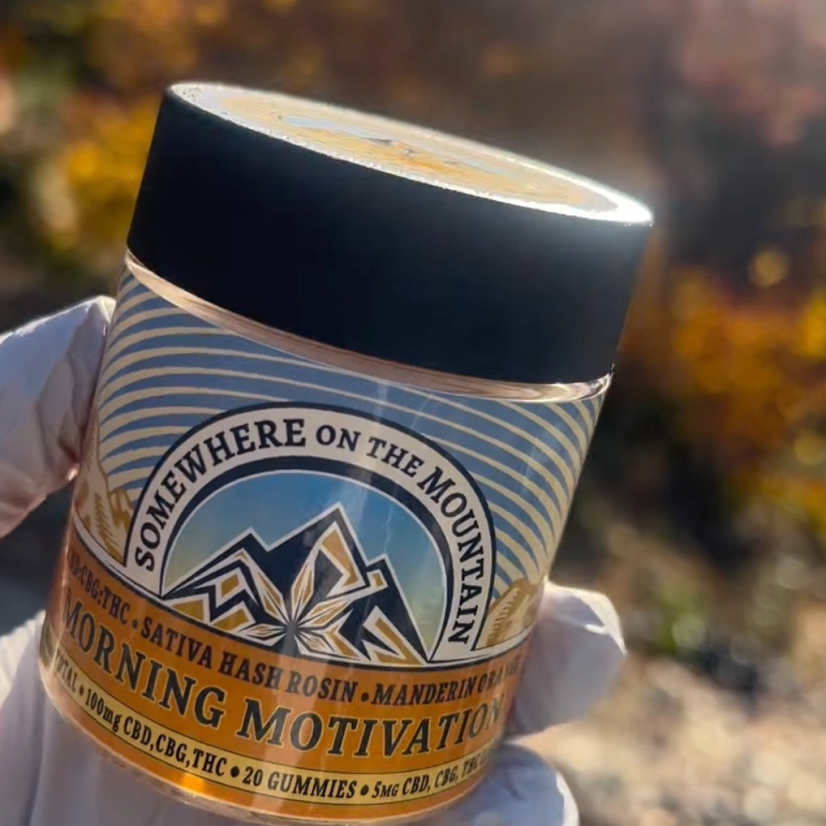Photograph of product: 100mg au chocolat Rosin Gummies: MORNING MOTIVATION