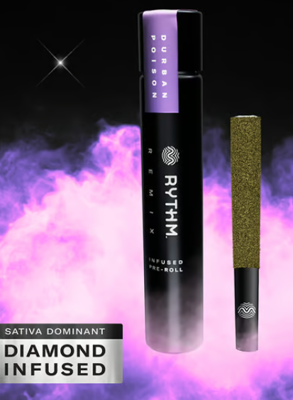 Photograph of product: RYTHM REMIX DURBAN POISON 1PK INFUSED PRE-ROLL 1G