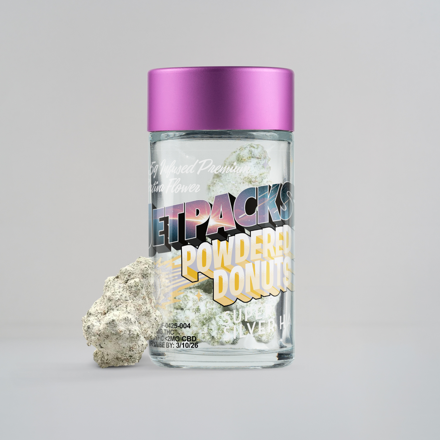 Photograph of product: Jetpacks 3.5g Powdered Donuts Super Silver Haze- Oui'd 50.88%TH-oui