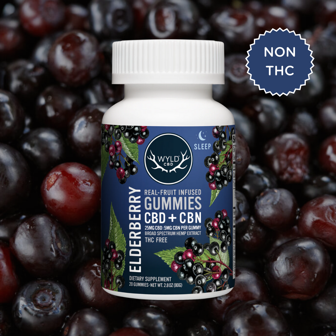 Photograph of product: Elderberry CBD Gummies | 25mg CBD + 5mg CBN - 20pk