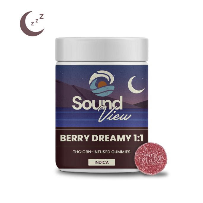 Photograph of product: SoundView Berry Dreamy 1:1 CBN Gummies T94.78mg C97.2mg I 00105