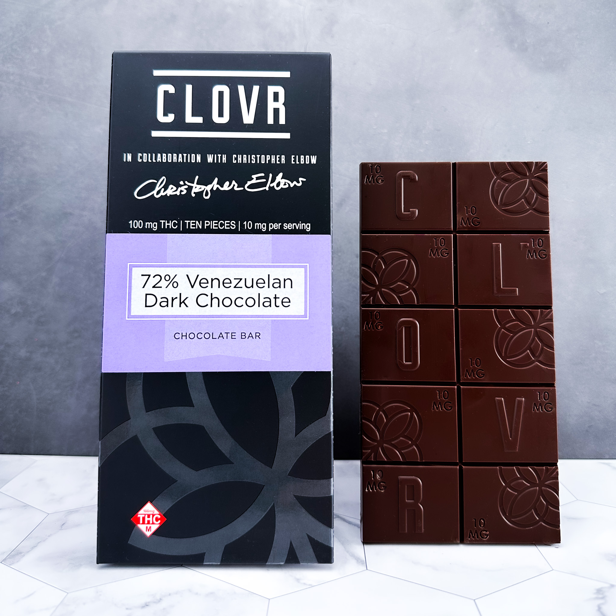 Photograph of product: Venezuelan Dark Chocolate | 100mg | Chocolate Bar | Clovr