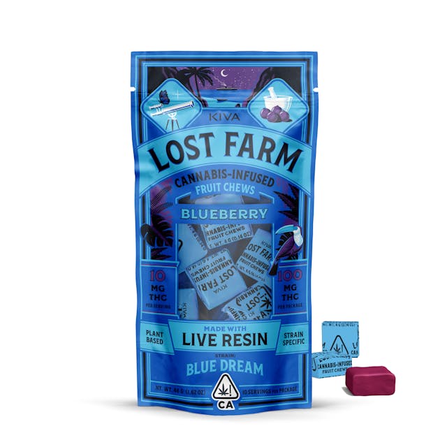 Photograph of product: Lost Farm Fruit Chews - Blueberry x Blue Dream Live Resin - 100mg - 