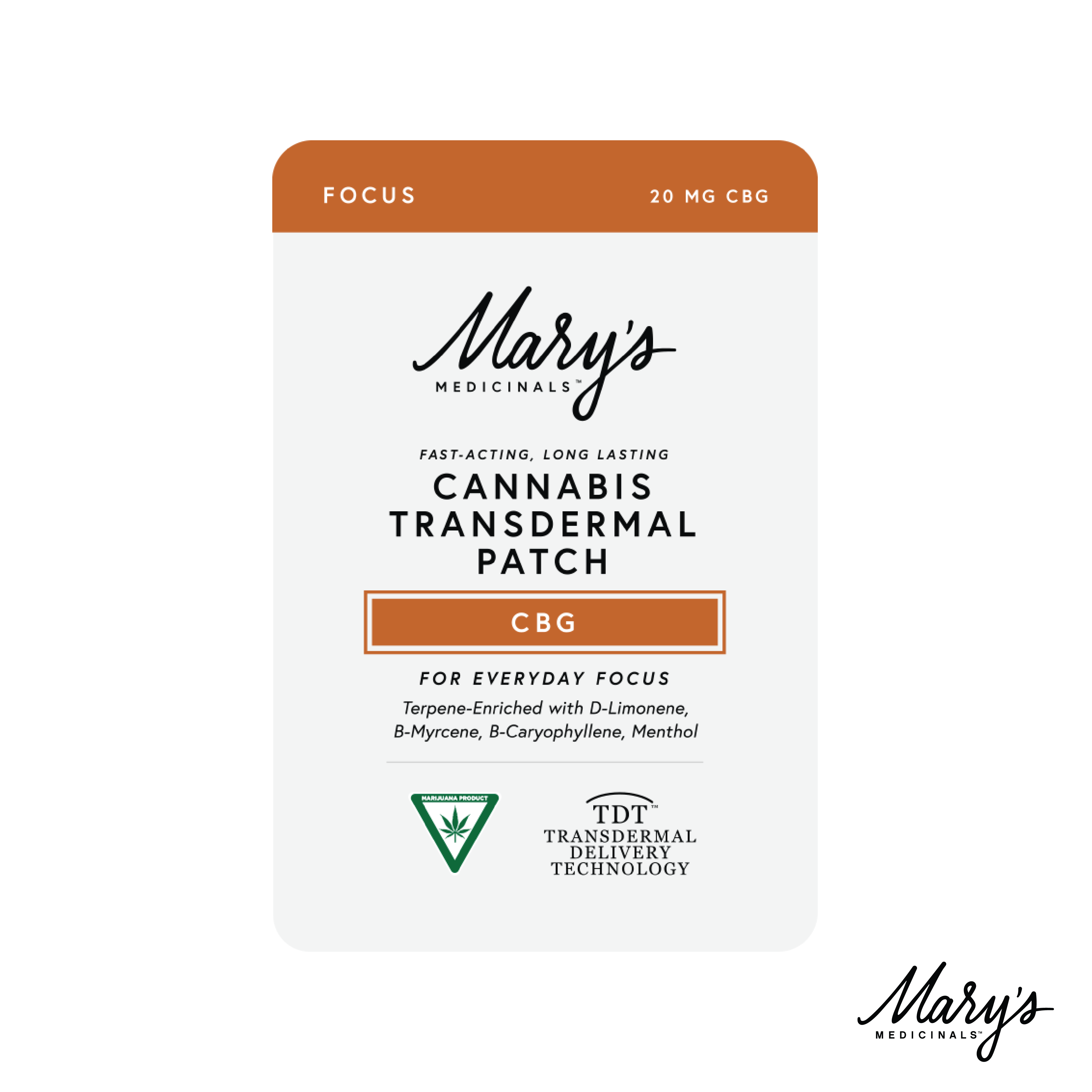 Photograph of product: Mary's | 20mg Transdermal Patch | Focus (CBG)