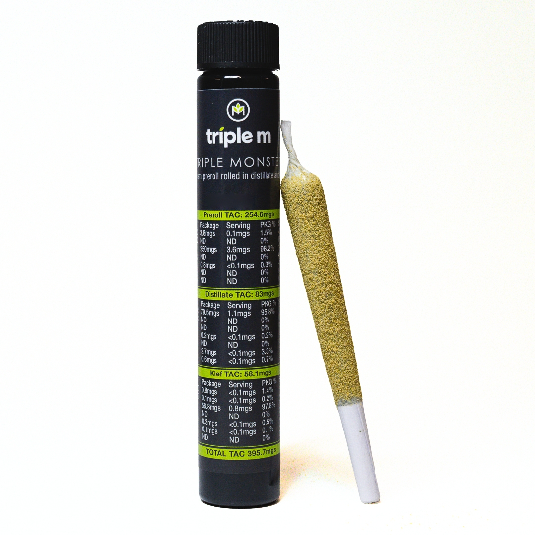 Photograph of Product: Triple Monster - Kush Mintz - Indica - Infused Preroll [1.2g]