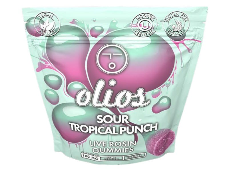 Photograph of product: Olio | Rosin Gummies | Sour Tropical Punch | 100mg