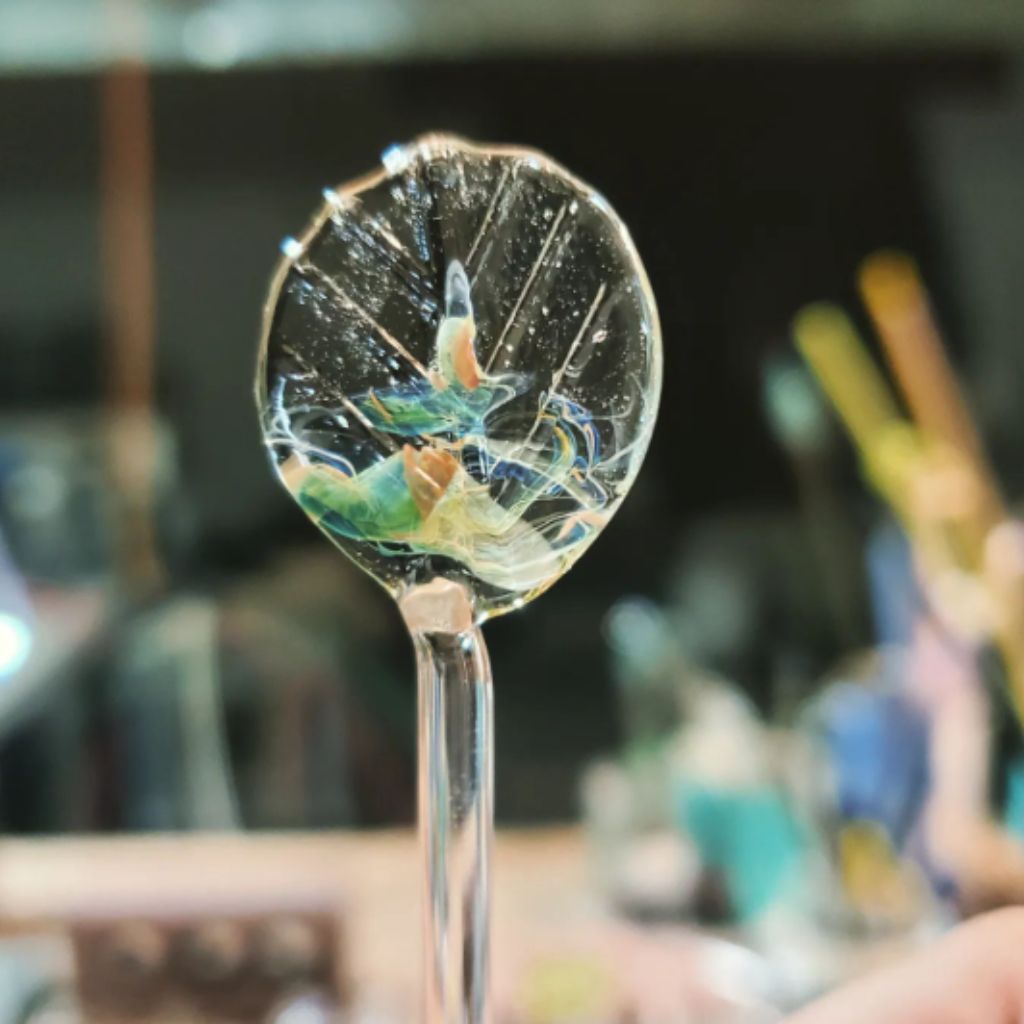 Photograph of product: Blown Glass and Metal Poker - Sunny Stormbringer