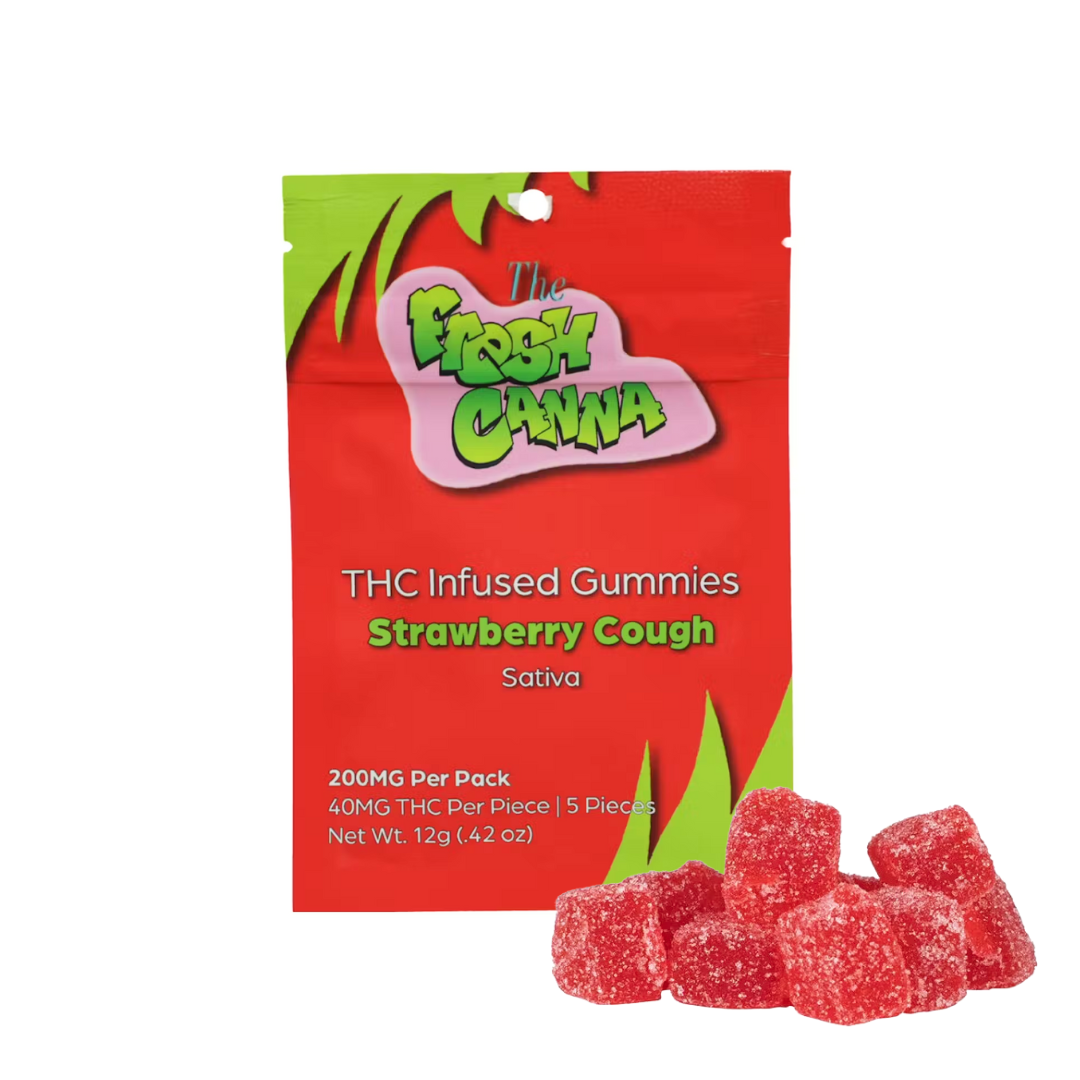 Photograph of product: Fresh Canna | Red Raspberry Gummies | 5x40mg | 200mg