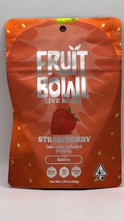 Photograph of product: Strawberry 100mg 10 Pack Live Rosin Gummies - Fruit Bowl
