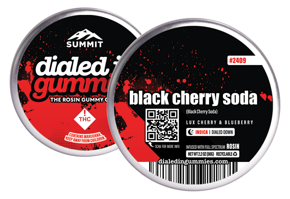 Photograph of product: Dialed In Black Cherry Soda (I) Gummies 100mg