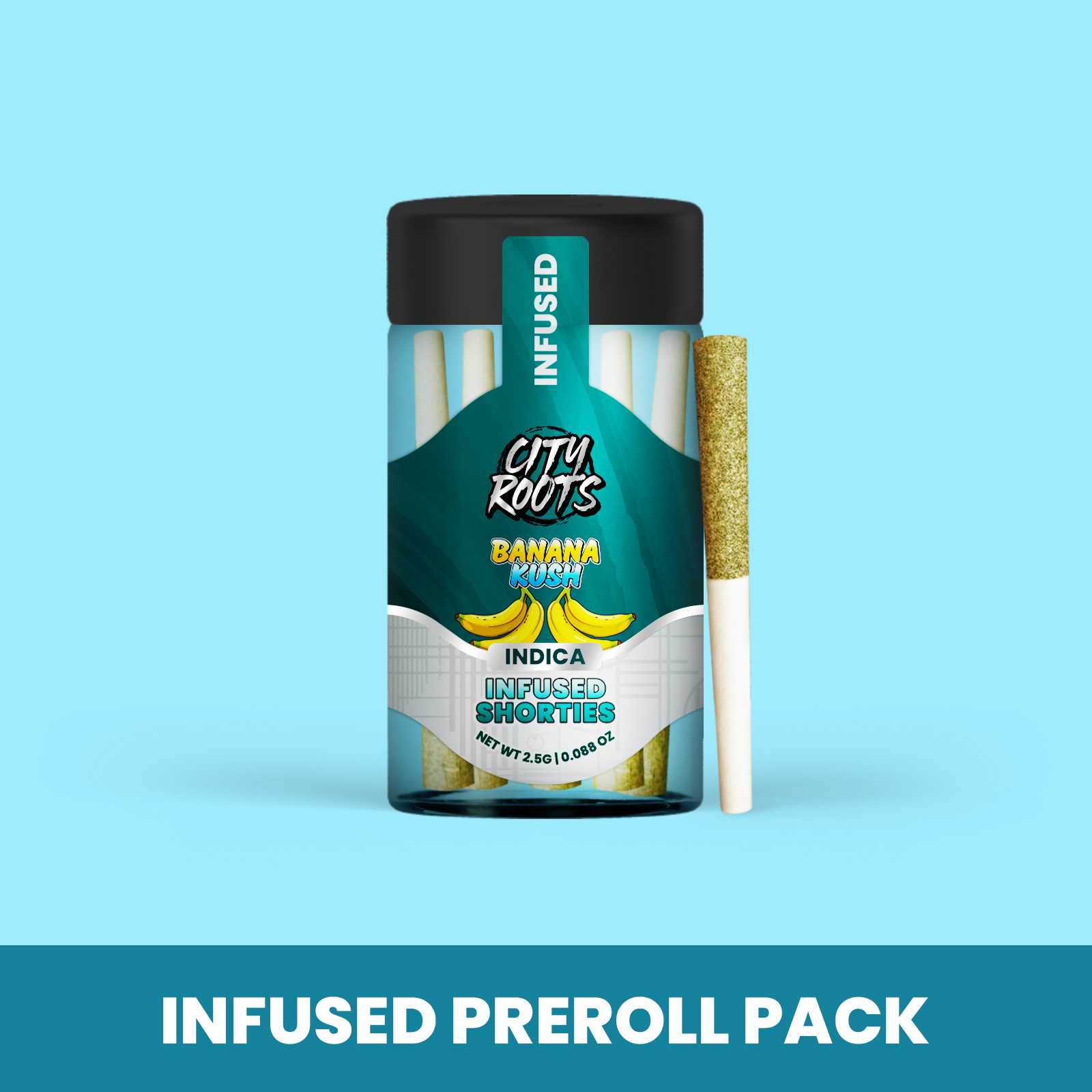 Photograph of product: City Roots - Banana Kush (Oui'd) 5pk Infused Prerolls