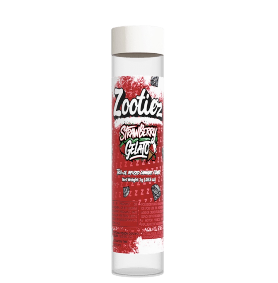 Photograph of product: AU Zooties: Strawberry Gelato 1G Infused Preroll