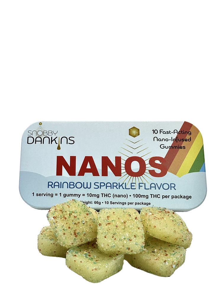 Photograph of product: SNOBBY DANKINS Rainbow Sparkle 10pk 10mg Gummies