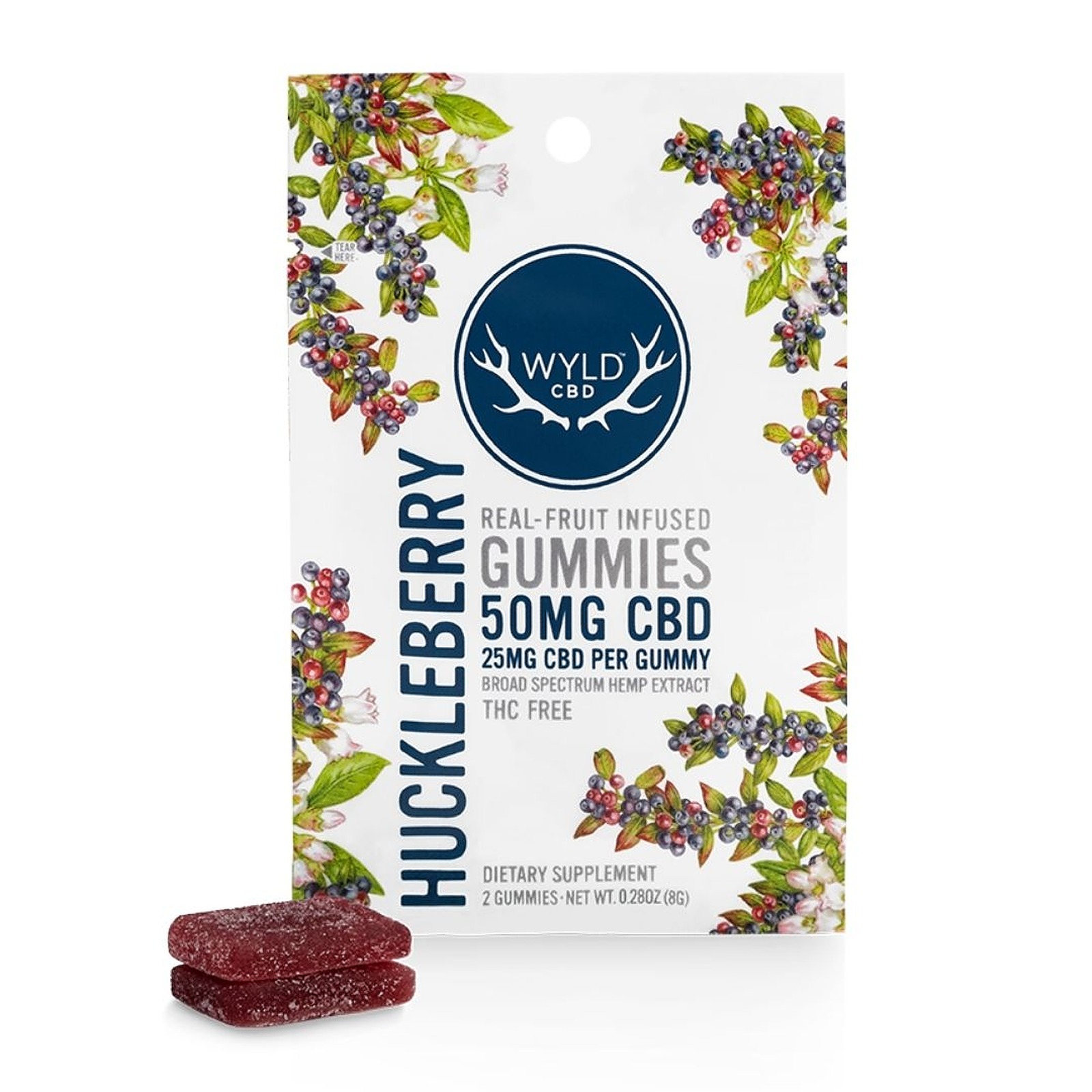 Photograph of product: Wyld CBD - Huckleberry Fruit Infused Gummies - 50mg 2pk