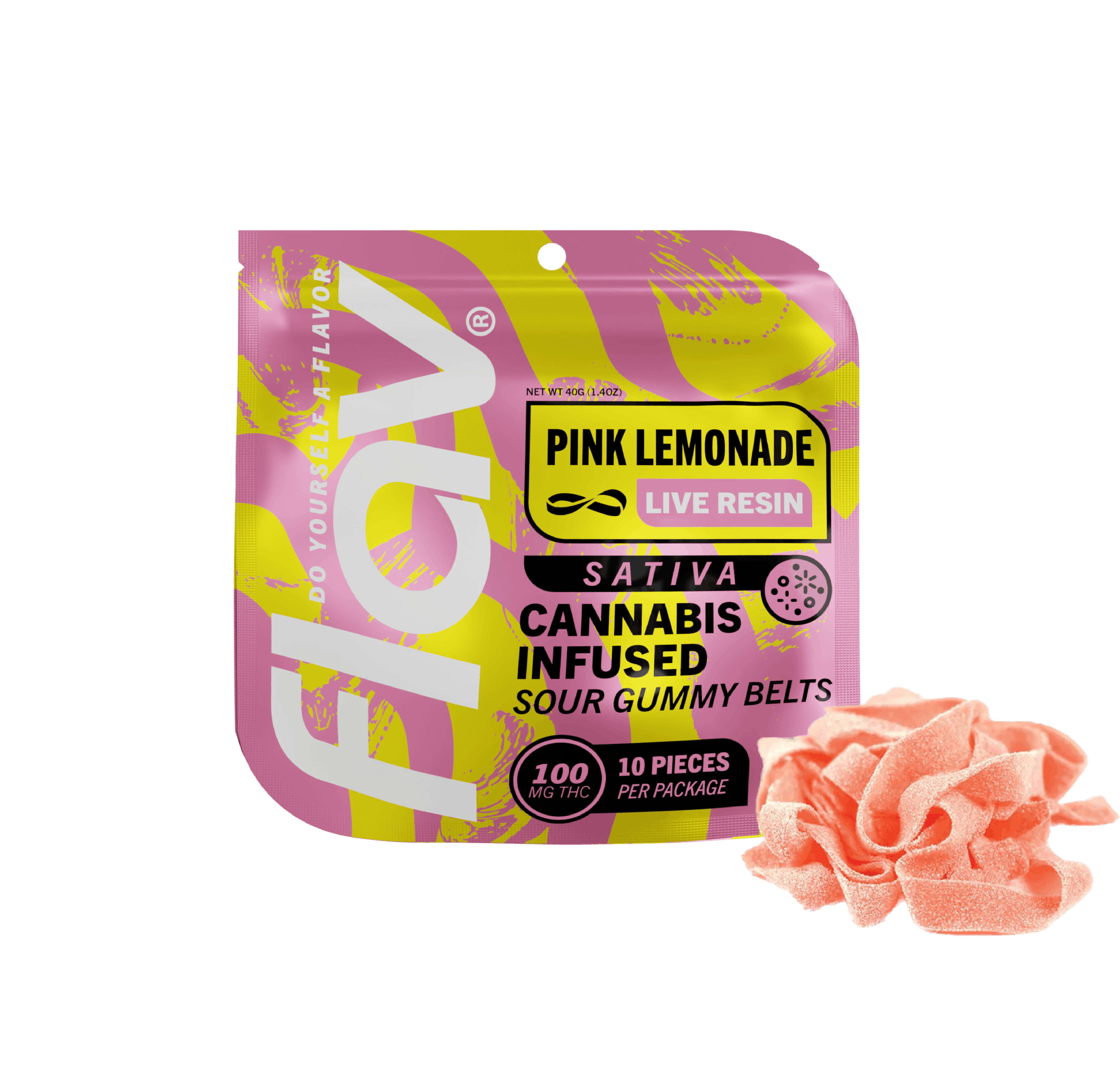 Photograph of product: Pink Lemonade (S) Live Resin Belts 100mg [A29]