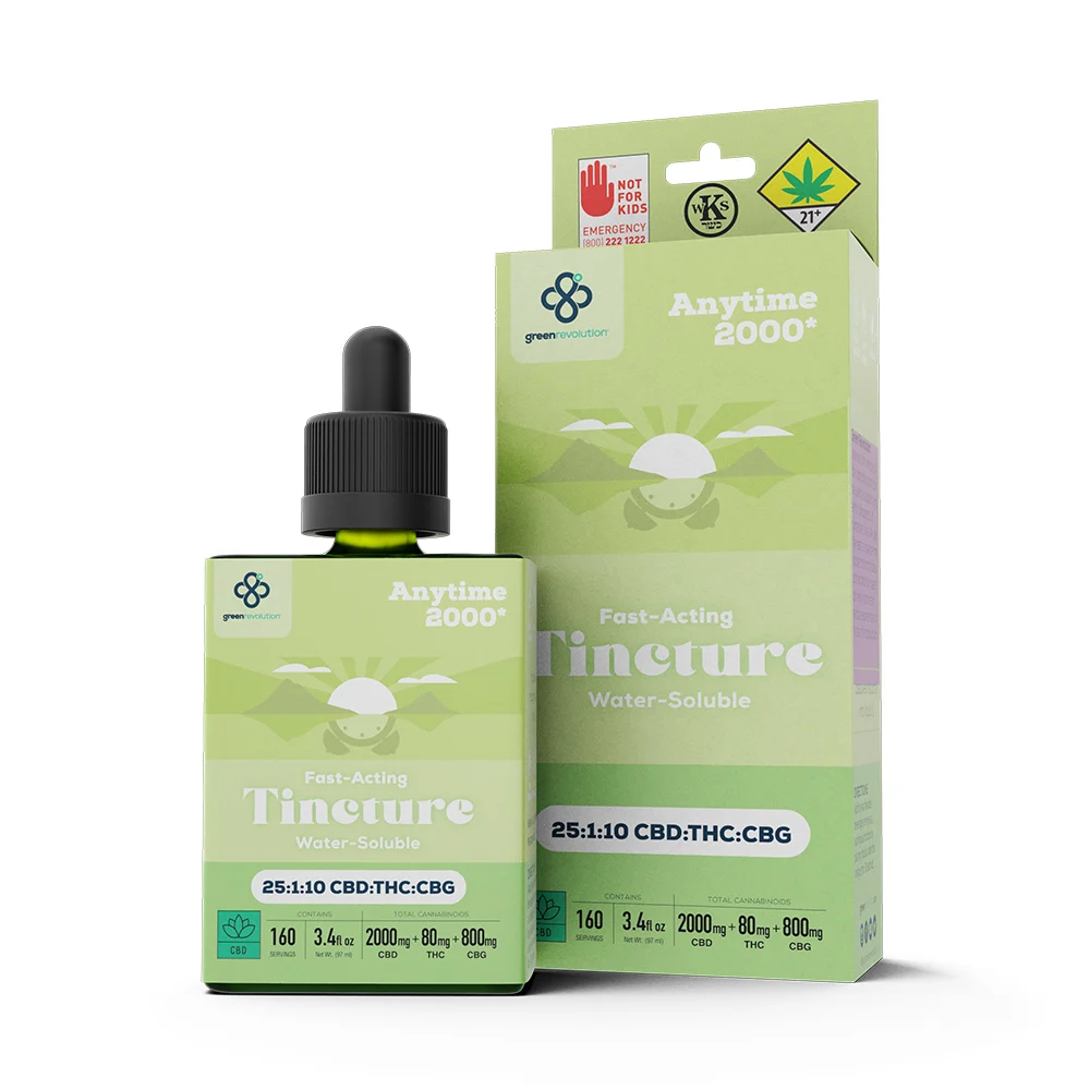 Photograph of product: Green Revolution | Anytime 2000 | 25:10:1 Tincture | 80mg