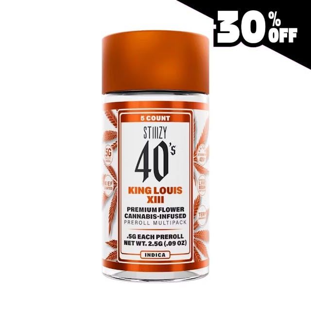 Photograph of product: King Louis XIII - 40's Infused Prerolls 5pk (2.5g) - 