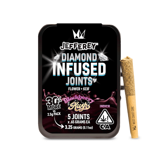 Photograph of product: Blackberry Kush | Jefferey Infused Joint .65g x 5pk