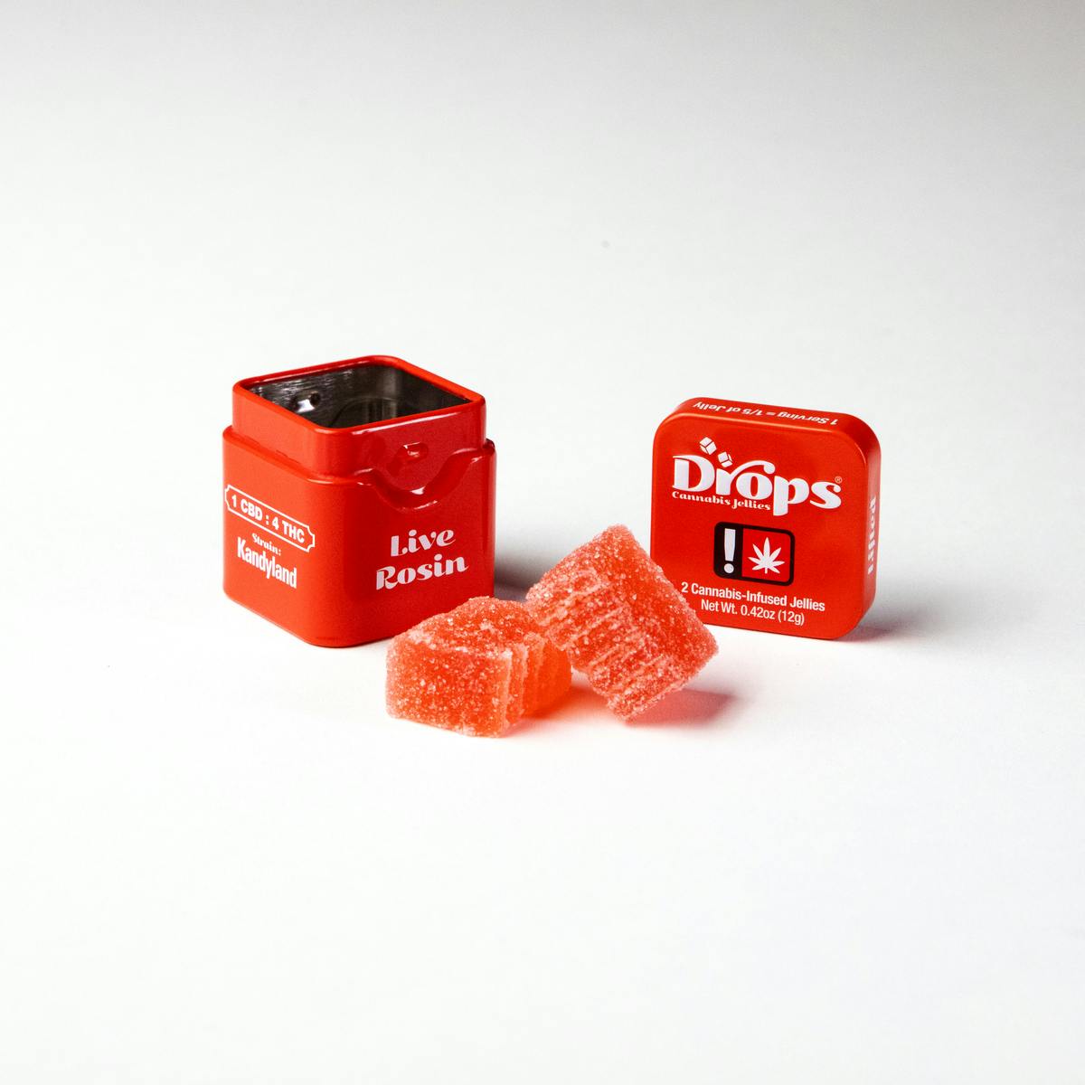 Photograph of product: DROPS - Edible - Strawberry - 1:4 - CBD:TH-oui - Live Rosin - 2PK - 100MG