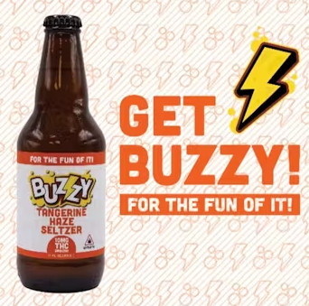 Photograph of product: Buzzy Tangerine Seltzer 10mg TH-oui/5mg CBG - AU Buzzy