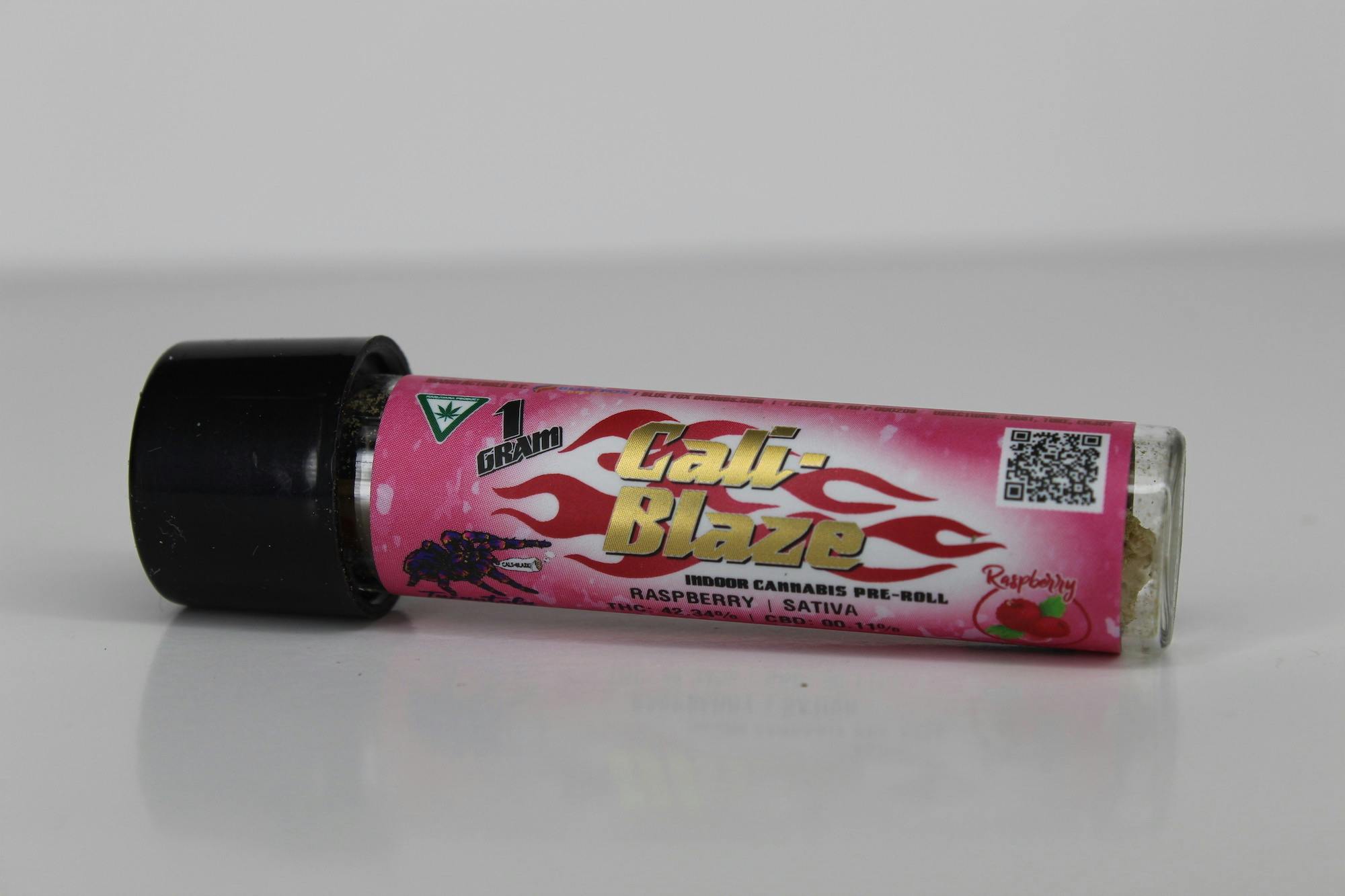 Photograph of product: Cali Blaze | Raspberry Tarantula | 1g Pre Roll