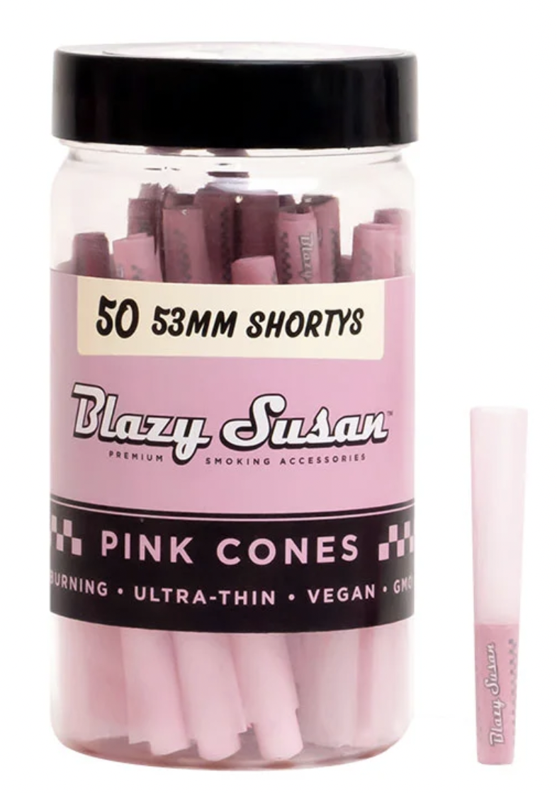 Photograph of product: BLAZY SUSAN PINK PRE ROLLED CONES SHORTYS 50PK
