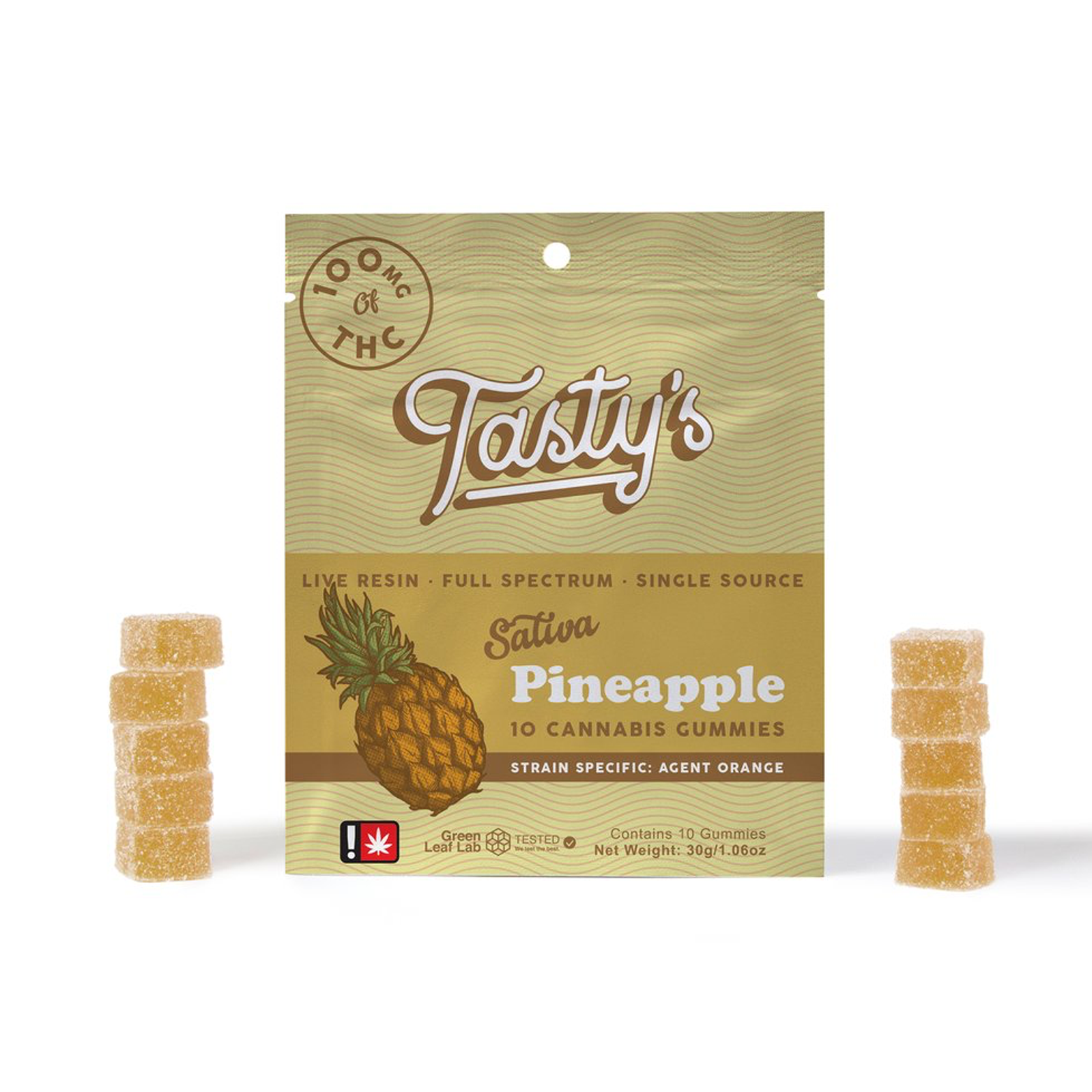 Photograph of product: Tasty's | Pineapple Gummies | 10pk | 100mg