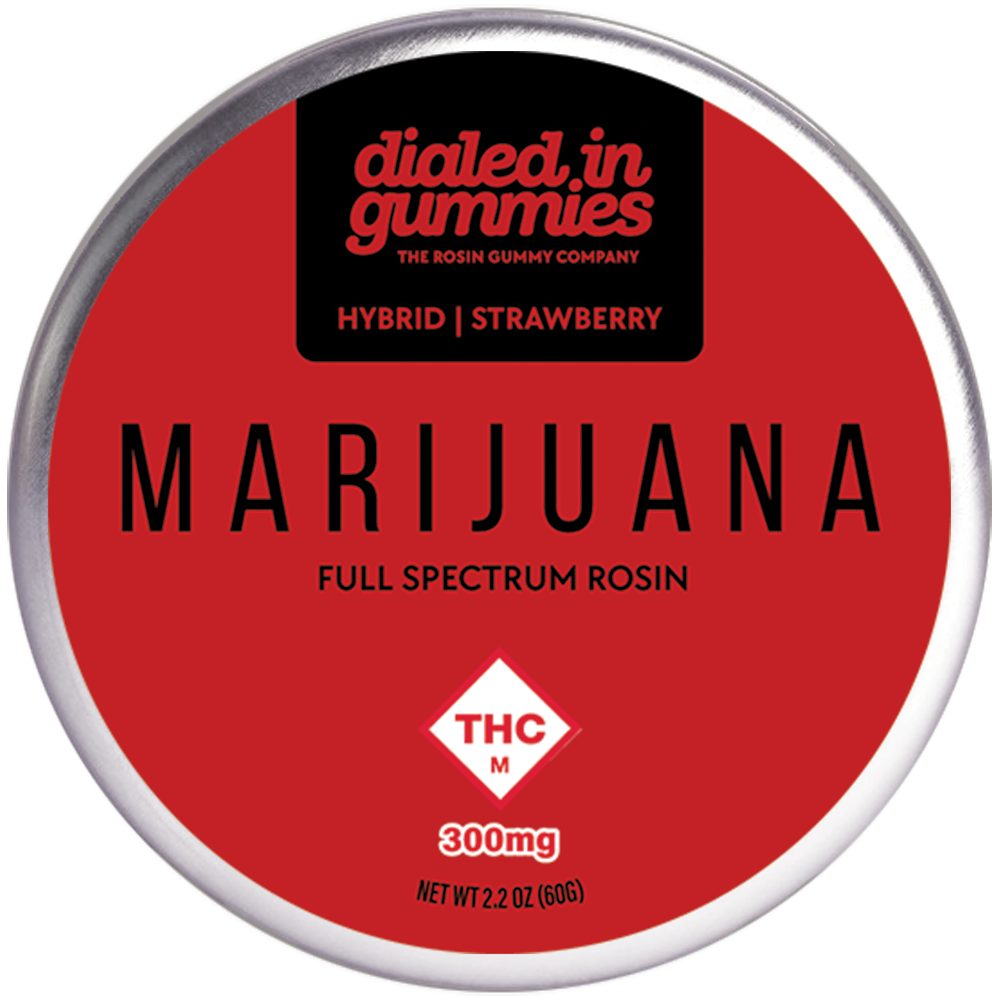 Photograph of product: Dialed In: Rosin Gummies | Strawberry | Hybrid | 300mg | 10pk