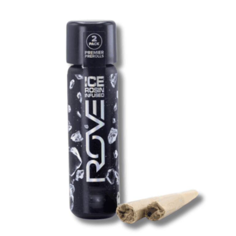 Photograph of product: Rove OG Kush (H) Ice Packs Live Rosin Infused Pre-Rolls .5g 2pk