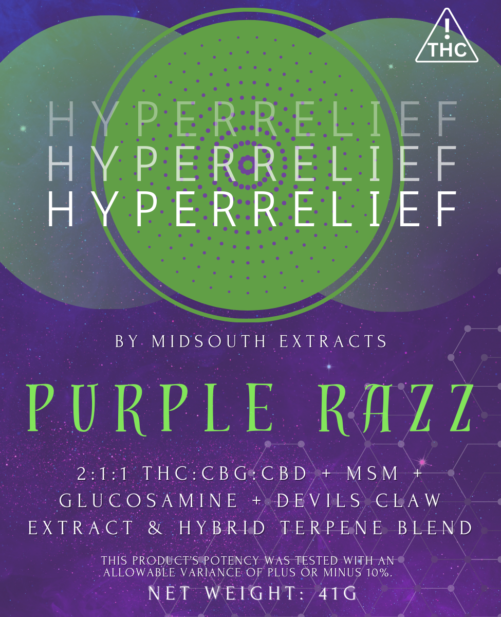 Photograph of product: MidSouth Extracts | 100mg | Purple Razz | HyperRelief