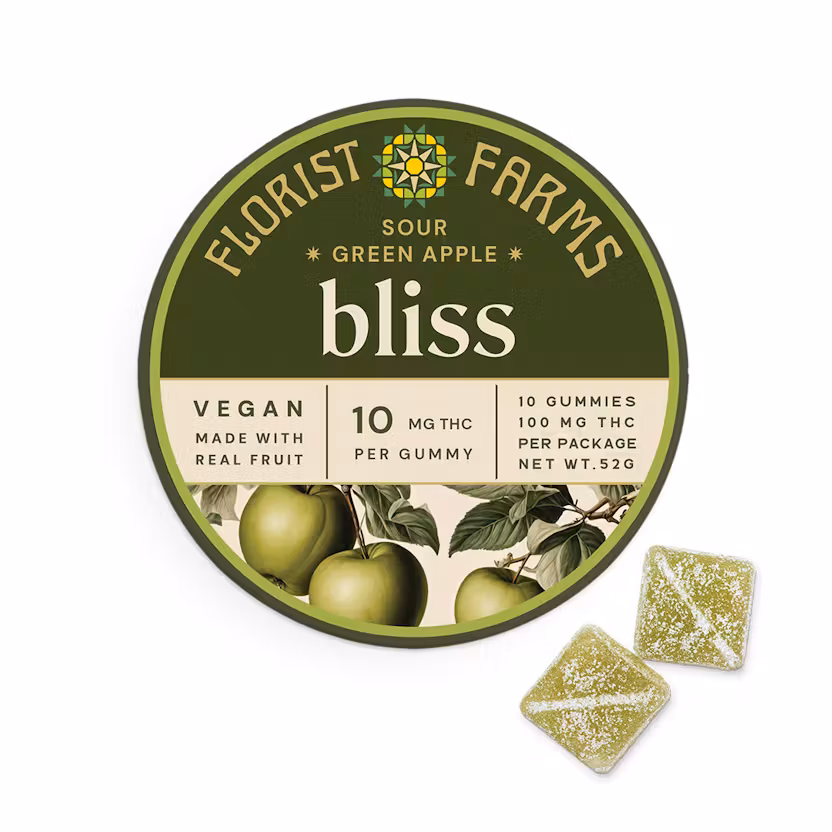 Photograph of product: Florist Farms Gummies Bliss | 10pk (10mg) | Sour Green Apple