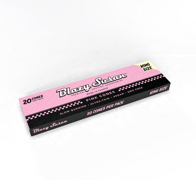 Photograph of product: Blazy Susan | Cones | Pink | Pre-Rolled | 1 1/4 Size | 20pk