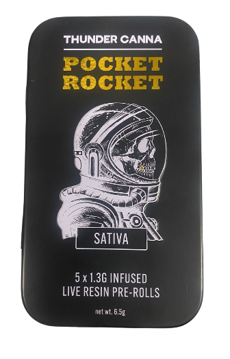 Photograph of product: Infused Pre-Roll Pack | Gelato 41 | 5 x 1.3g | Thunder Canna