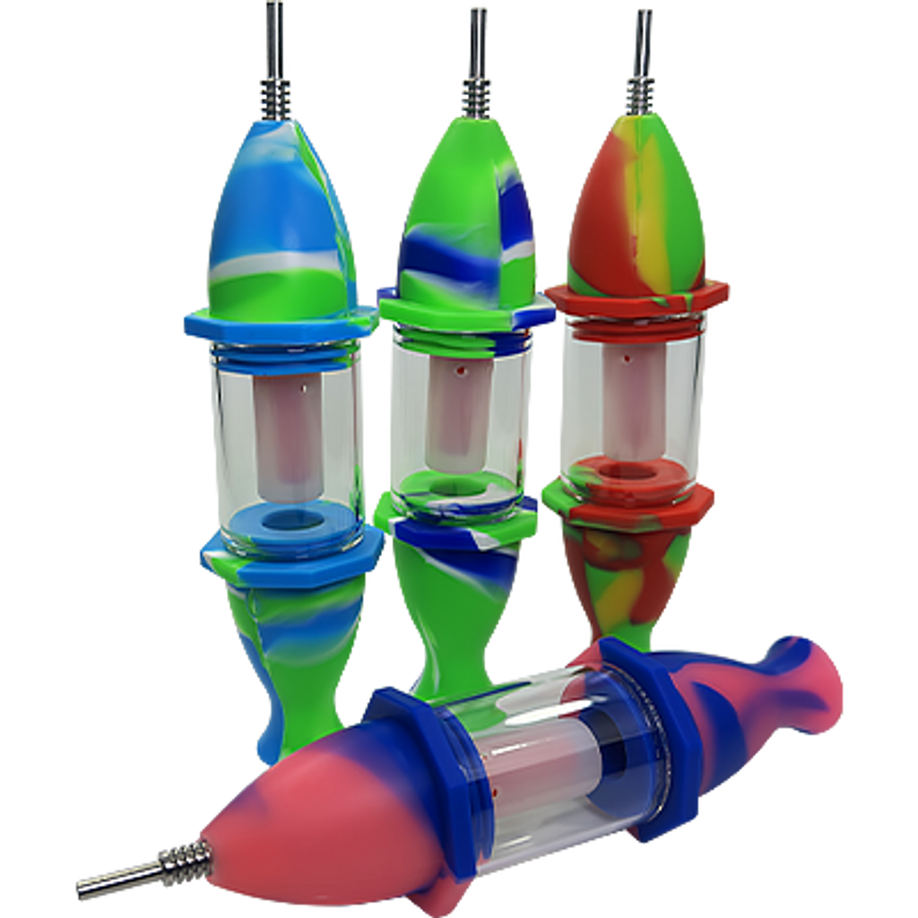 Photograph of product: LuvBuds - 8" Silicone & Glass Shower Nectar Collector - 10MM - Assorted Colors