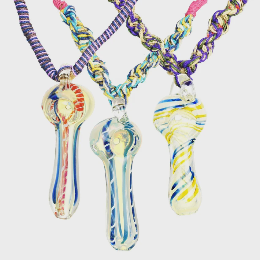 Photograph of product: Hemp Necklace with Spoon Pipe Pendant | Colors Vary