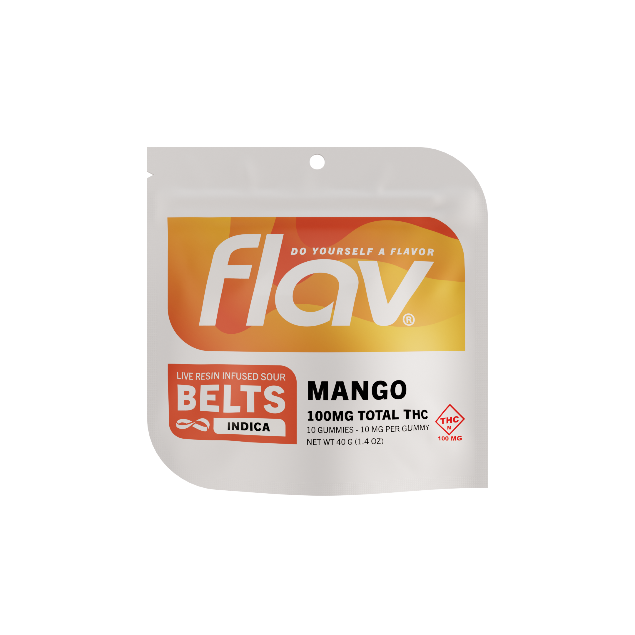 Photograph of Product: Mango Live Resin Sour Belts 10pk (100mg)