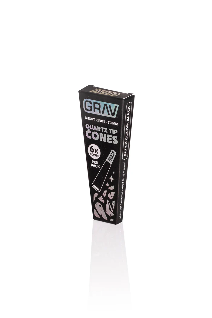 Photograph of product: Grav | Quartz Tip Black Cones 6pk | Short Kings 70mm