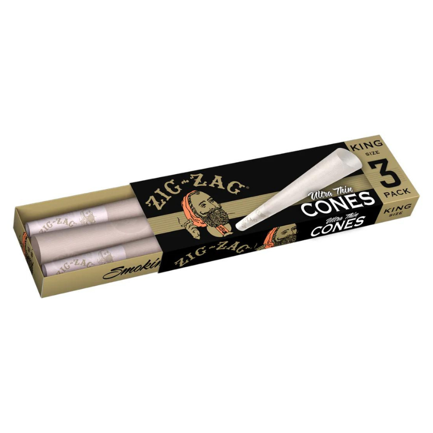 Photograph of product: (Zig Zag) Ultra Thin King Size Cones | 3pk