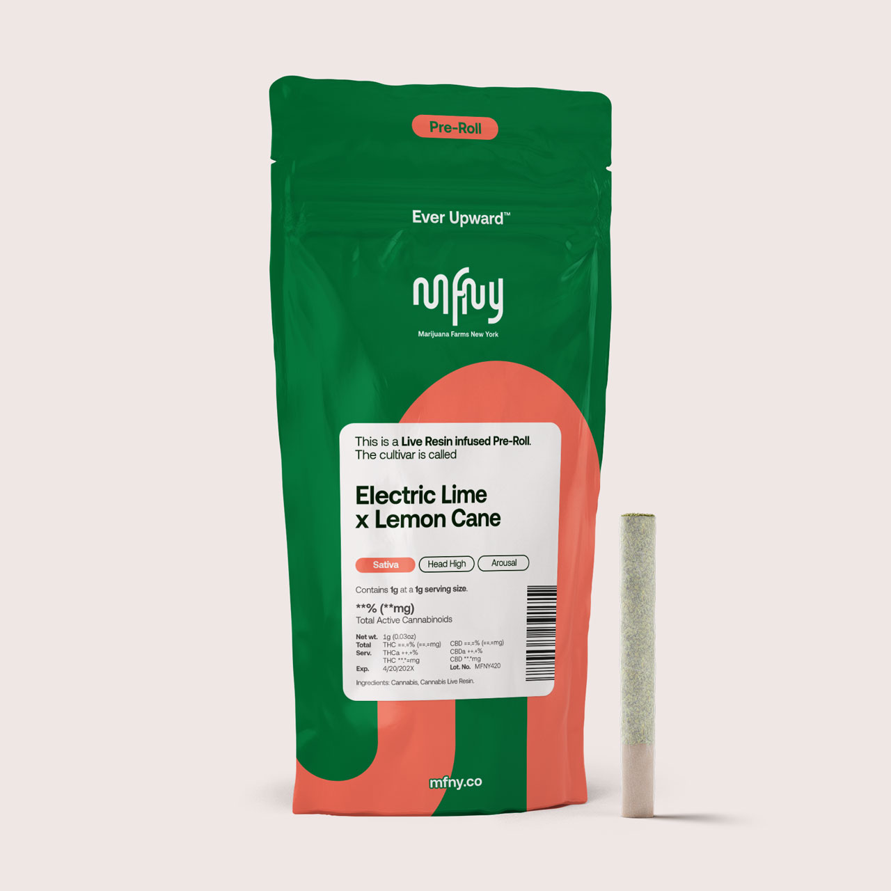 Photograph of product: MFNY - Electric Lime x Lemon Cane - Live Resin - Infused Pre-Roll