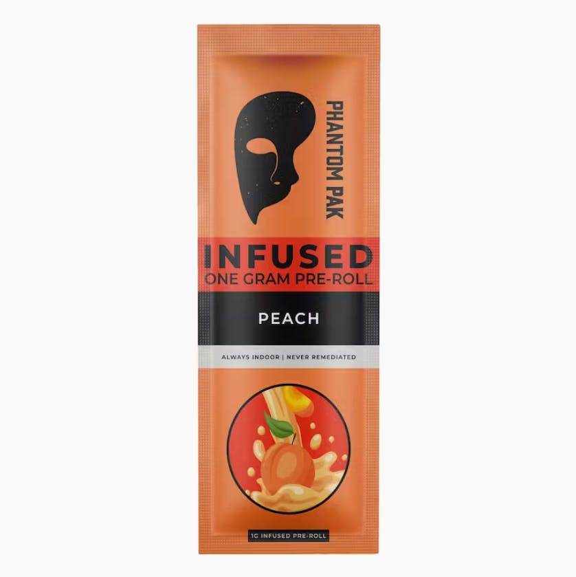 Photograph of product: Phantom Pak Peach Infused Pre-Roll 1g