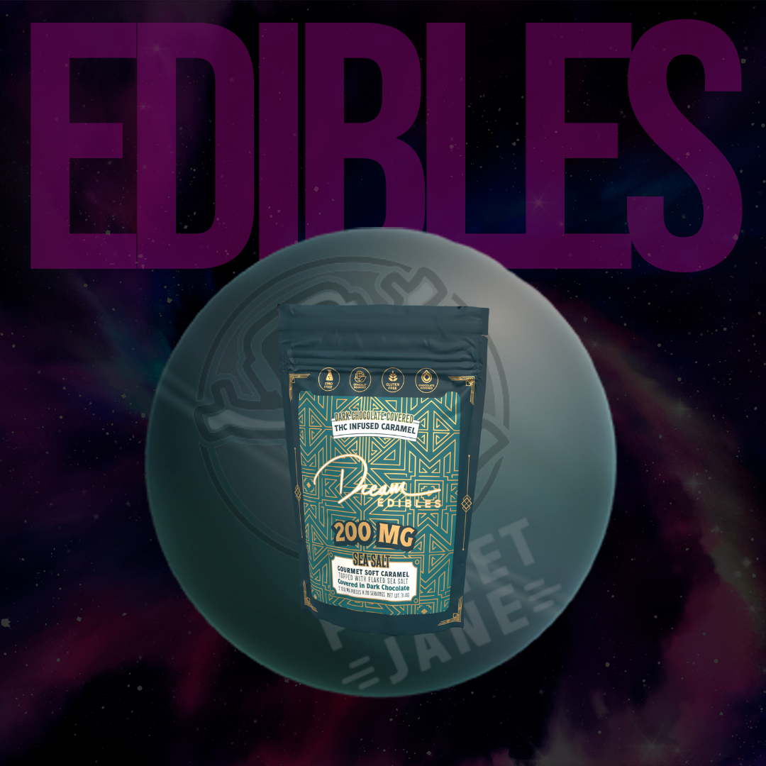 Photograph of product: Dream - 200mg Caramel - Dark Chocolate Covered Sea Salt Caramels
