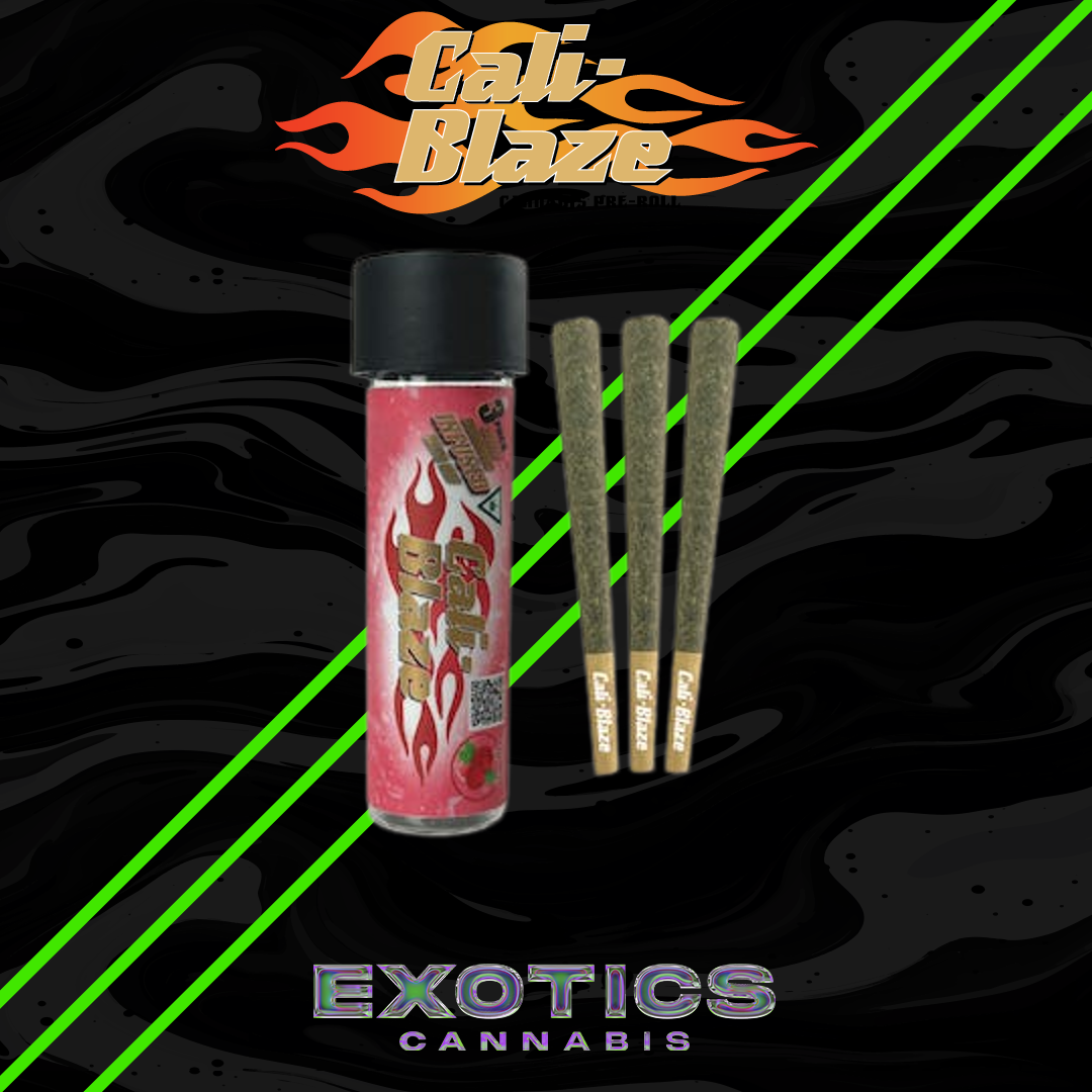 Photograph of product: Cali-Blaze - Strawberry Lemonade Tarantula Infused (3x1g) Pack Pre-rolls