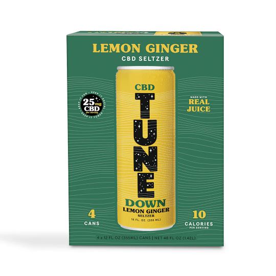 Photograph of product: Tune | Lemon Ginger "DOWN" CBD Infused Seltzer | 25MG